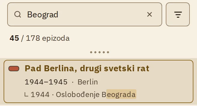 Pretraga Beograd: pogodak u poglavlju epizode Pad Berlina